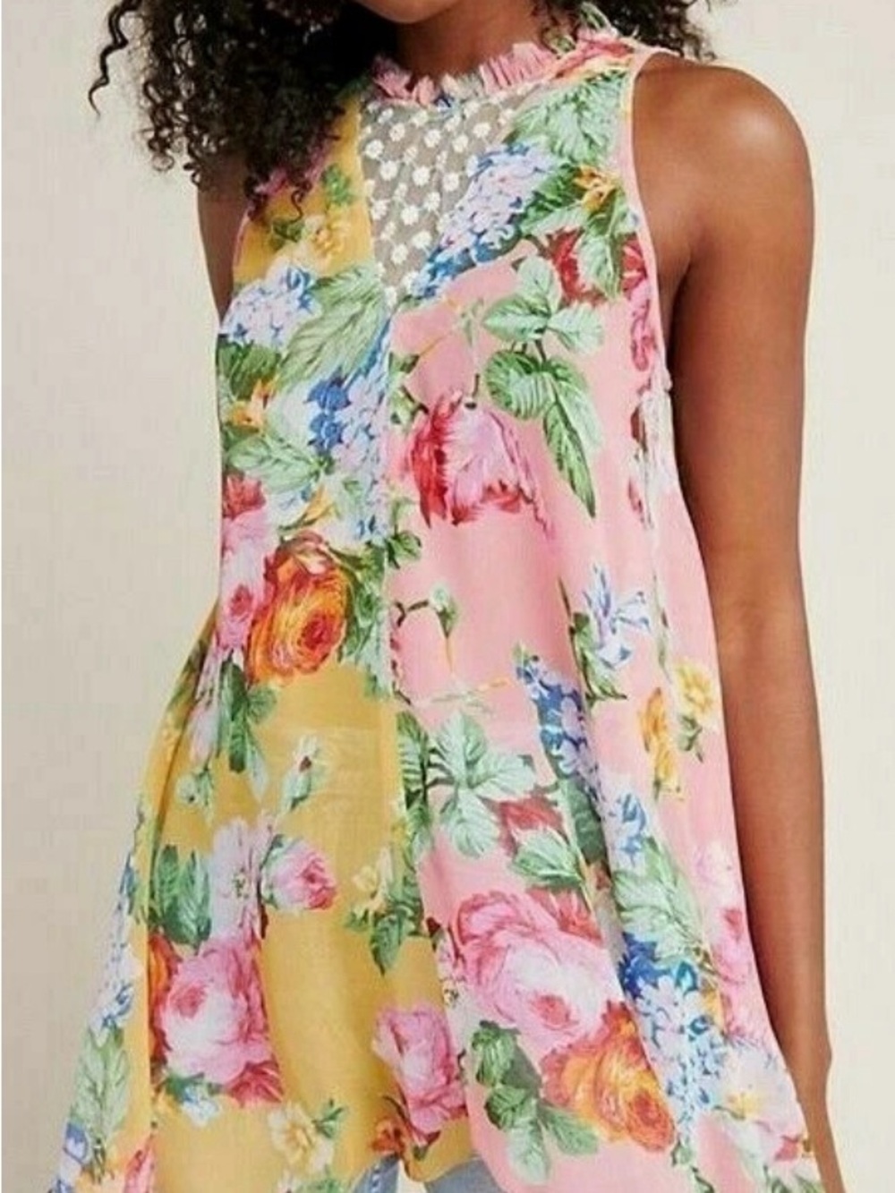 Anthropologie x Nikasha Morevia Sz Large Pink Floral Embroidered- EUC